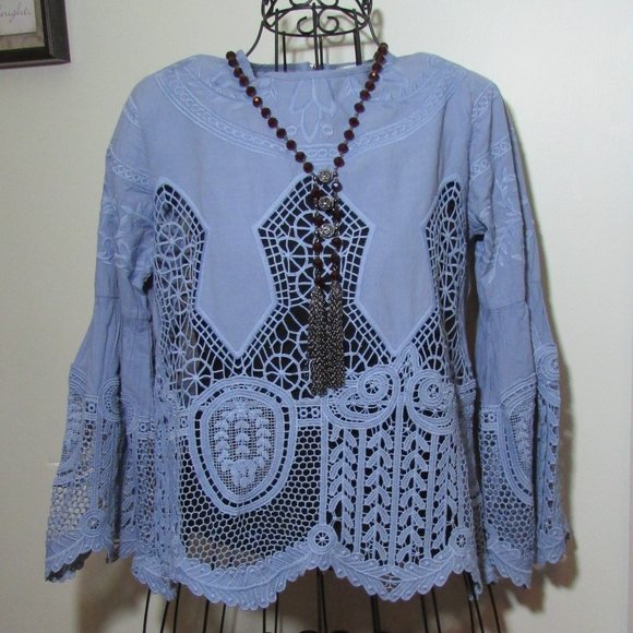 Altar'd State Tops - Altar'd State Boho Open Lace Bell Sleeve Top